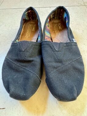 Toms Black Canvas Slip-On Shoes